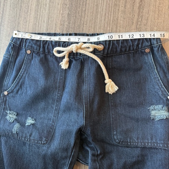 One Teaspoon Shabbies Dark Wash Distressed Drawstring Jeans Size Small - Picture 13 of 13